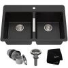 Kraus 33" Double Basin Dual Mount (Drop In or Undermount) Granite Composite Kitchen Sink with 50/50 Split 2 Kraus 33" Double Basin Dual Mount (Drop In or Undermount) Granite Composite Kitchen Sink with 50/50 Split -Kraus Sales Shop KGD 433B Main Image