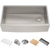 Kraus Kore 35-7/8" Farmhouse Single Basin Stainless Steel Kitchen Sink with Basin Rack, Basket Strainer, Cutting Board, Drying Mat, and Cover Cap 1 Kraus Kore 35-7/8" Farmhouse Single Basin Stainless Steel Kitchen Sink with Basin Rack, Basket Strainer, Cutting Board, Drying Mat, and Cover Cap -Kraus Sales Shop KWF210 36 Main Image Alt
