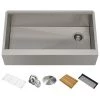 Kraus Kore 36" Farmhouse Single Basin Stainless Steel Kitchen Sink - Basin Rack, Strainer, Cutting Board, and Drainboard Included -Kraus Sales Shop KWF410 36 Main Image Alt