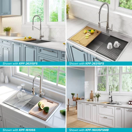 Kraus Kore 30" Drop In or Undermount Single Basin Stainless Steel Kitchen Sink with Strainer, Basin Rack, Cutting Board, Drain Cap, and Rolling Mat 7 Kraus Kore 30" Drop In or Undermount Single Basin Stainless Steel Kitchen Sink with Strainer, Basin Rack, Cutting Board, Drain Cap, and Rolling Mat - Image 5