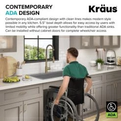 Kraus Kore 33” ADA Workstation Drop-In Topmount Single Basin Stainless Steel Kitchen Sink with Accessories 11 Kraus Kore 33” ADA Workstation Drop-In Topmount Single Basin Stainless Steel Kitchen Sink with Accessories -Kraus Sales Shop KWT310 335