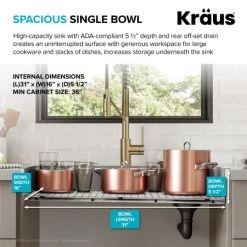 Kraus Kore 33” ADA Workstation Drop-In Topmount Single Basin Stainless Steel Kitchen Sink with Accessories 13 Kraus Kore 33” ADA Workstation Drop-In Topmount Single Basin Stainless Steel Kitchen Sink with Accessories -Kraus Sales Shop KWT310 337