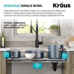 Kraus Kore ADA Accessible 32” Undermount Single Bowl Stainless Steel Kitchen Sink with Accessories 13 Kraus Kore ADA Accessible 32” Undermount Single Bowl Stainless Steel Kitchen Sink with Accessories -Kraus Sales Shop KWU110 327