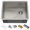 Kraus Kore 23" Undermount Single Basin Stainless Steel Kitchen Sink - Basin Rack, Strainer, Cutting Board, and Drainboard Included -Kraus Sales Shop KWU111 23 Main Image Alt
