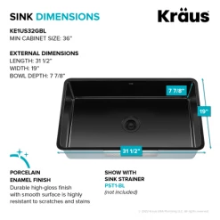 Kraus Pintura 32" Undermount Porcelain Enameled Steel Single Bowl Kitchen Sink - Glossy 9 Kraus Pintura 32" Undermount Porcelain Enameled Steel Single Bowl Kitchen Sink - Glossy -Kraus Sales Shop exvvqdwappy3wn0qjmvn