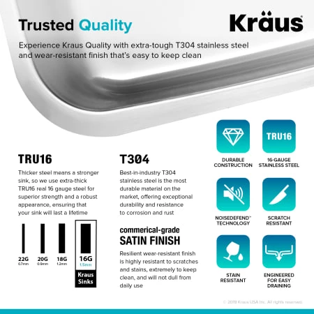 Kraus Premier 32" Undermount Double Basin Stainless Steel Kitchen Sink 5 Kraus Premier 32" Undermount Double Basin Stainless Steel Kitchen Sink - Image 3