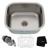 Kraus 20-3/4" Single Basin 16 Gauge Stainless Steel Kitchen Sink for Undermount Installations - Basin Rack and Basket Strainer Included 2 Kraus 20-3/4" Single Basin 16 Gauge Stainless Steel Kitchen Sink for Undermount Installations - Basin Rack and Basket Strainer Included -Kraus Sales Shop kbu11 main