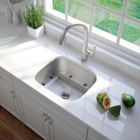 Kraus 20-3/4" Single Basin 16 Gauge Stainless Steel Kitchen Sink for Undermount Installations - Basin Rack and Basket Strainer Included 5 Kraus 20-3/4" Single Basin 16 Gauge Stainless Steel Kitchen Sink for Undermount Installations - Basin Rack and Basket Strainer Included - Image 3