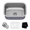 Kraus 23" Single Basin 16 Gauge Stainless Steel Kitchen Sink for Undermount Installations - Basin Rack and Basket Strainer Included 2 Kraus 23" Single Basin 16 Gauge Stainless Steel Kitchen Sink for Undermount Installations - Basin Rack and Basket Strainer Included -Kraus Sales Shop kbu12 main image