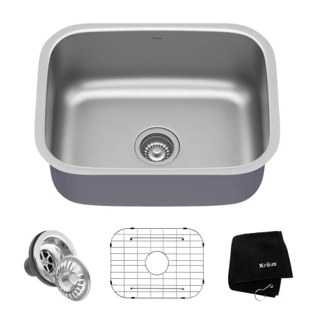 Kraus 23" Single Basin 16 Gauge Stainless Steel Kitchen Sink for Undermount Installations - Basin Rack and Basket Strainer Included 3 Kraus 23" Single Basin 16 Gauge Stainless Steel Kitchen Sink for Undermount Installations - Basin Rack and Basket Strainer Included