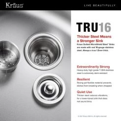 Kraus Outlast MicroShield 32-1/4" Scratch Resistant Double Basin Kitchen Sink for Undermount Installations - Basin Racks and Basket Strainers Included -Kraus Sales Shop kbu22e 06