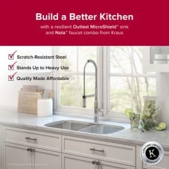 Kraus Outlast MicroShield 32-1/4" Scratch Resistant Double Basin Kitchen Sink for Undermount Installations - Basin Racks and Basket Strainers Included -Kraus Sales Shop kbu22e 07