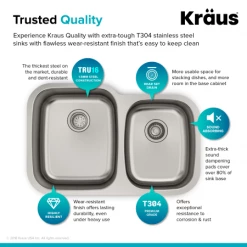 Kraus 32" Double Basin 16 Gauge Stainless Steel Kitchen Sink for Undermount Installations with 60/40 Split - Basin Racks and Basket Strainers Included -Kraus Sales Shop kbu24 07