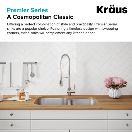 Kraus 34-3/8" Undermount 60/40 Double Bowl 16 Gauge Stainless Steel Kitchen Sink 7 Kraus 34-3/8" Undermount 60/40 Double Bowl 16 Gauge Stainless Steel Kitchen Sink - Image 5