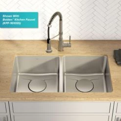 Kraus Dex 33" Double Basin 16 Gauge Stainless Steel Kitchen Sink for Undermount Installations with DrainAssure™, VersiDrain™, and NoiseDefend™ -Kraus Sales Shop kd1ud33b alt image 2