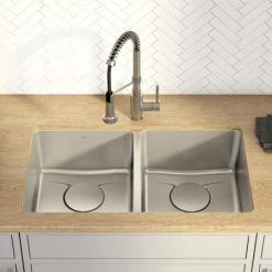 Kraus Dex 33" Double Basin 16 Gauge Stainless Steel Kitchen Sink for Undermount Installations with DrainAssure™, VersiDrain™, and NoiseDefend™ -Kraus Sales Shop kd1ud33b 02