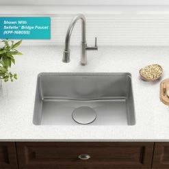 Kraus Dex 25" Single Basin 16 Gauge Stainless Steel Kitchen Sink for Undermount Installations with DrainAssure™, VersiDrain™, and NoiseDefend™ -Kraus Sales Shop kd1us25b alt image 2