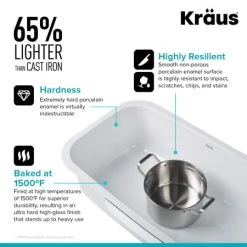 Kraus Pintura 23" Undermount Single Basin Porcelain Enameled Stainless Steel Kitchen Sink -Kraus Sales Shop keu12 gal5