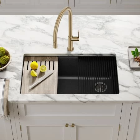 Kraus Bellucci 32" Undermount Single Basin Granite Composite Kitchen Sink with Basket Strainer, Cutting Board, and Drain Board 4 Kraus Bellucci 32" Undermount Single Basin Granite Composite Kitchen Sink with Basket Strainer, Cutting Board, and Drain Board - Image 2