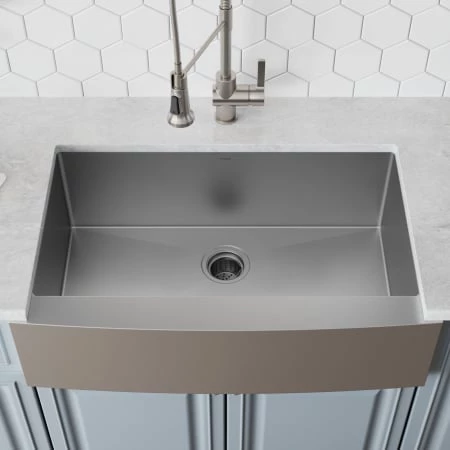 Kraus 29-3/4" Single Basin 16 Gauge Stainless Steel Kitchen Sink for Farmhouse Installations with Apron Front - Basin Rack and Basket Strainer Included 4 Kraus 29-3/4" Single Basin 16 Gauge Stainless Steel Kitchen Sink for Farmhouse Installations with Apron Front - Basin Rack and Basket Strainer Included - Image 2