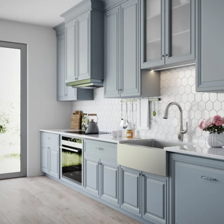 Kraus 29-3/4" Single Basin 16 Gauge Stainless Steel Kitchen Sink for Farmhouse Installations with Apron Front - Basin Rack and Basket Strainer Included 6 Kraus 29-3/4" Single Basin 16 Gauge Stainless Steel Kitchen Sink for Farmhouse Installations with Apron Front - Basin Rack and Basket Strainer Included - Image 4