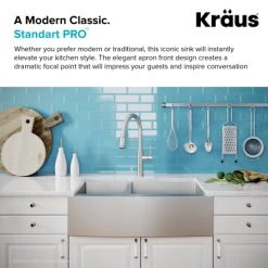 Kraus 32-7/8" Double Basin 16 Gauge Stainless Steel Kitchen Sink for Farmhouse Installations with 40/60 Split - Basin Racks and Basket Strainers Included -Kraus Sales Shop khf204 33 05