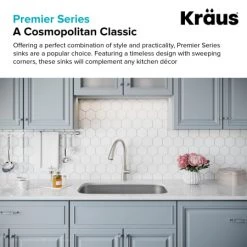 Kraus Premier Kitchen 31-1/2" Undermount Single Basin Stainless Steel Kitchen Sink with Basin Rack, Basket Strainer, and Garbage Dispsoal -Kraus Sales Shop kraus kbu14 100 75mb alternate view 4