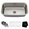 Kraus 31-1/2" Single Basin 16 Gauge Stainless Steel Kitchen Sink for Undermount Installations - Basin Rack and Basket Strainer Included 2 Kraus 31-1/2" Single Basin 16 Gauge Stainless Steel Kitchen Sink for Undermount Installations - Basin Rack and Basket Strainer Included -Kraus Sales Shop kraus kbu14 4183771