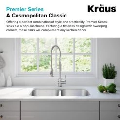 Kraus Premier Kitchen 32-1/4" Undermount Double Basin Stainless Steel Kitchen Sink with Basin Rack, Basket Strainer, and Garbage Dispsoal 11 Kraus Premier Kitchen 32-1/4" Undermount Double Basin Stainless Steel Kitchen Sink with Basin Rack, Basket Strainer, and Garbage Dispsoal -Kraus Sales Shop kraus kbu22 100 75mb alternate view 15