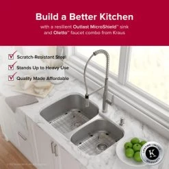 Kraus Outlast MicroShield 32" Scratch Resistant Double Basin Kitchen Sink for Undermount Installations - Basin Racks and Basket Strainers Included -Kraus Sales Shop kraus kbu24e outlast microshield and oletto 323