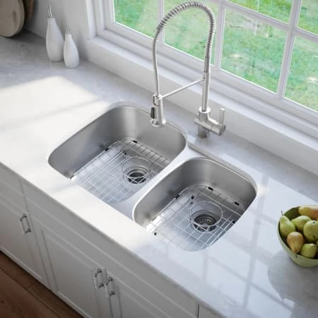 Kraus 34-3/8" Undermount 60/40 Double Bowl 16 Gauge Stainless Steel Kitchen Sink 5 Kraus 34-3/8" Undermount 60/40 Double Bowl 16 Gauge Stainless Steel Kitchen Sink - Image 3
