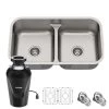 Kraus Premier Kitchen 32-1/4" Undermount Double Basin Stainless Steel Kitchen Sink with Basin Rack, Basket Strainer, and Garbage Dispsoal -Kraus Sales Shop kraus kbu32 100 75mb 5103876