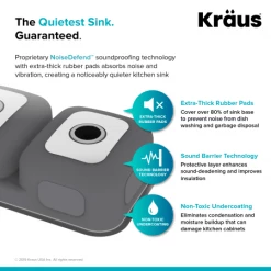 Kraus Premier Kitchen 32-1/4" Undermount Double Basin Stainless Steel Kitchen Sink with Basin Rack, Basket Strainer, and Garbage Dispsoal -Kraus Sales Shop kraus kbu32 100 75mb alternate view 38