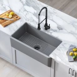 Kraus Turino 33" Farmhouse Single Basin Fireclay Kitchen Sink with Basin Rack -Kraus Sales Shop kraus kfr1 33 alternate view 379