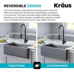 Kraus Turino 33" Farmhouse Single Basin Fireclay Kitchen Sink with Basin Rack -Kraus Sales Shop kraus kfr1 33 alternate view 381