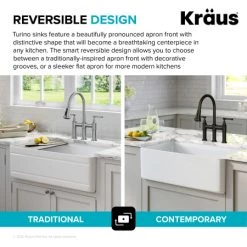 Kraus Turino 33" Farmhouse Single Basin Fireclay Kitchen Sink with Basket Strainer, and Cutting Board -Kraus Sales Shop kraus kfr4 33 alternate view 401
