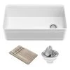 Kraus Turino 33" Farmhouse Single Basin Fireclay Kitchen Sink with Basket Strainer, and Cutting Board -Kraus Sales Shop kraus kfr4 33gwh 1931269