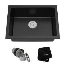 Kraus 24" Single Basin Dual Mount (Drop In or Undermount) Granite Composite Kitchen Sink