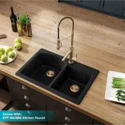 Kraus Forteza 33" Undermount Double Basin Granite Kitchen Sink with Basket Strainer and Garbage Disposal -Kraus Sales Shop kraus kgd 50 100 75mb alternate view 70