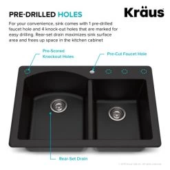 Kraus Forteza 33" Undermount Double Basin Granite Kitchen Sink with Basket Strainer and Garbage Disposal -Kraus Sales Shop kraus kgd 50 100 75mb alternate view 71