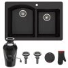 Kraus Forteza 33" Undermount Double Basin Granite Kitchen Sink with Basket Strainer and Garbage Disposal -Kraus Sales Shop kraus kgd 50bl 100 75mb 5103876