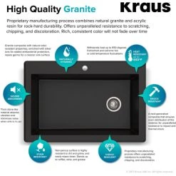 Kraus Forteza™ 33" Composite Granite Kitchen Sink for Undermount or Countertop Installation - Strainer, Oven Mitt, and Trivet Included 11 Kraus Forteza™ 33" Composite Granite Kitchen Sink for Undermount or Countertop Installation - Strainer, Oven Mitt, and Trivet Included -Kraus Sales Shop kraus kgd 54 granite infographic 12