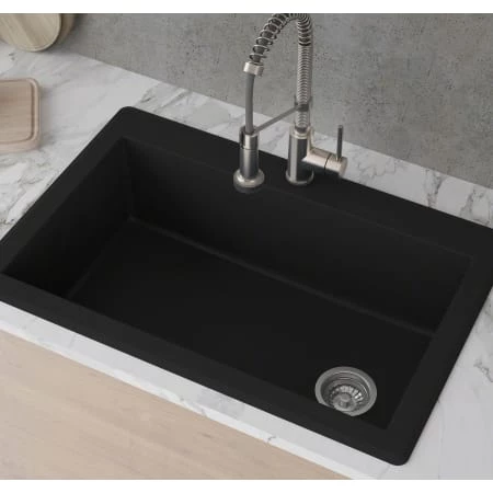 Kraus Forteza™ 33" Composite Granite Kitchen Sink for Undermount or Countertop Installation - Strainer, Oven Mitt, and Trivet Included 4 Kraus Forteza™ 33" Composite Granite Kitchen Sink for Undermount or Countertop Installation - Strainer, Oven Mitt, and Trivet Included - Image 2