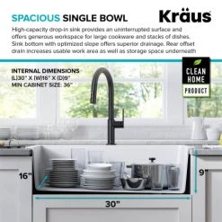 Kraus Bellucci 33" Drop In Single Basin Granite Kitchen Sink with Basket Strainer, Cutting Board, and Garbage Disposal -Kraus Sales Shop kraus kgtw1 33 100 75mb alternate view 83