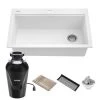 Kraus Bellucci 33" Drop In Single Basin Granite Kitchen Sink with Basket Strainer, Cutting Board, and Garbage Disposal -Kraus Sales Shop kraus kgtw1 33wh 100 75mb 5103876