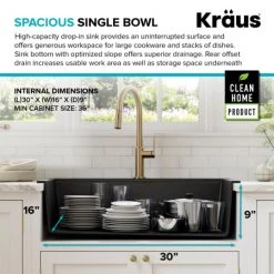 Kraus Bellucci 33" Drop In Single Basin Granite Kitchen Sink with Basket Strainer, Cutting Board, and Garbage Disposal -Kraus Sales Shop kraus kgtw2 33 100 75mb alternate view 94
