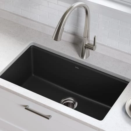 Kraus Quarza 30-1/2" Undermount Single Basin Granite Kitchen Sink with Basket Strainer and Garbage Disposal 4 Kraus Quarza 30-1/2" Undermount Single Basin Granite Kitchen Sink with Basket Strainer and Garbage Disposal - Image 2