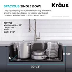 Kraus Quarza 30-1/2" Undermount Single Basin Granite Kitchen Sink with Basket Strainer and Garbage Disposal 11 Kraus Quarza 30-1/2" Undermount Single Basin Granite Kitchen Sink with Basket Strainer and Garbage Disposal -Kraus Sales Shop kraus kgu 413 100 75mb alternate view 103