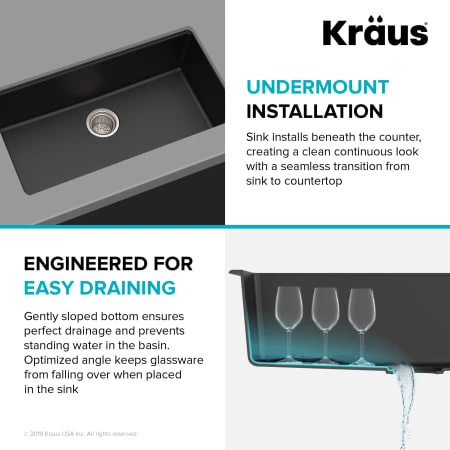 Kraus Quarza 30-1/2" Undermount Single Basin Granite Kitchen Sink with Basket Strainer and Garbage Disposal 7 Kraus Quarza 30-1/2" Undermount Single Basin Granite Kitchen Sink with Basket Strainer and Garbage Disposal - Image 5