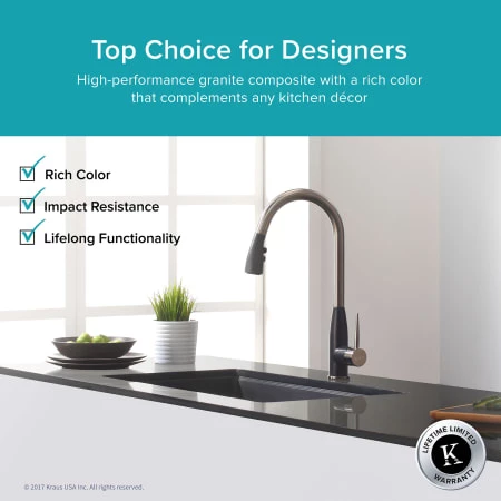 Kraus 31-1/2" Single Basin Undermount Granite Composite Kitchen Sink 4 Kraus 31-1/2" Single Basin Undermount Granite Composite Kitchen Sink - Image 2